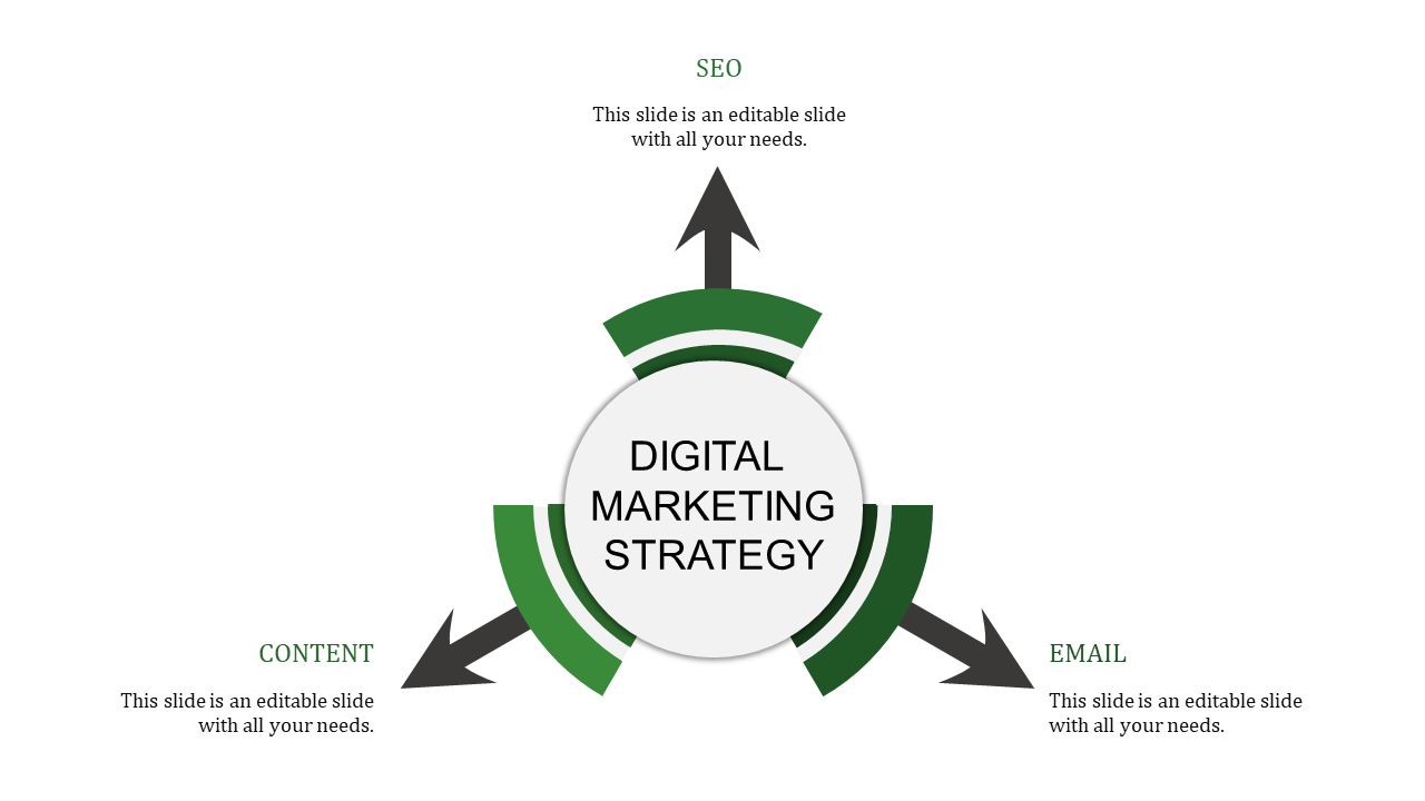 Creative Digital Marketing Strategy PPT In Green Color